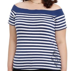 Hot topic Navy striped anchor top size xl